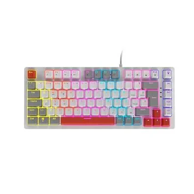 Teclado mecanico 75% Pcyes Kirin, White Ghost, Switch Blue, Led Rainbow - PTKRWG75BL