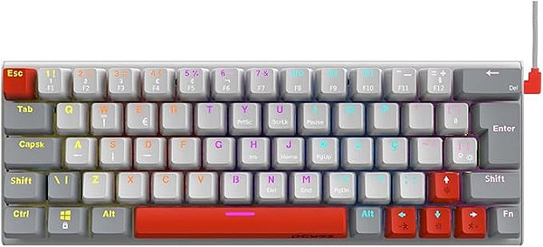 Teclado Mecanico 60% Pcyes Kuromori, White Ghost, Switch Blue, Led Rainbow - PTKMWG60BL