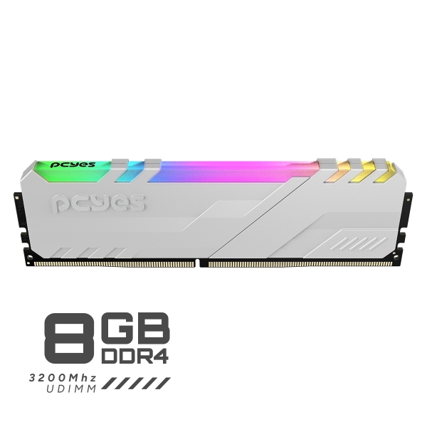 Memória Ram 08GB Pcyes DDR4 UDIMM, White Ghost, 3.200 Mhz, RGB - PM083200D4WR