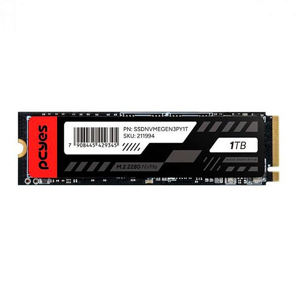 SSD 1TB, M.2 2280, Nvme, Pcyes, Leitura 2289Mb/s, Gravação 1650Mb/s - SSDNVMEGEN3PY1T