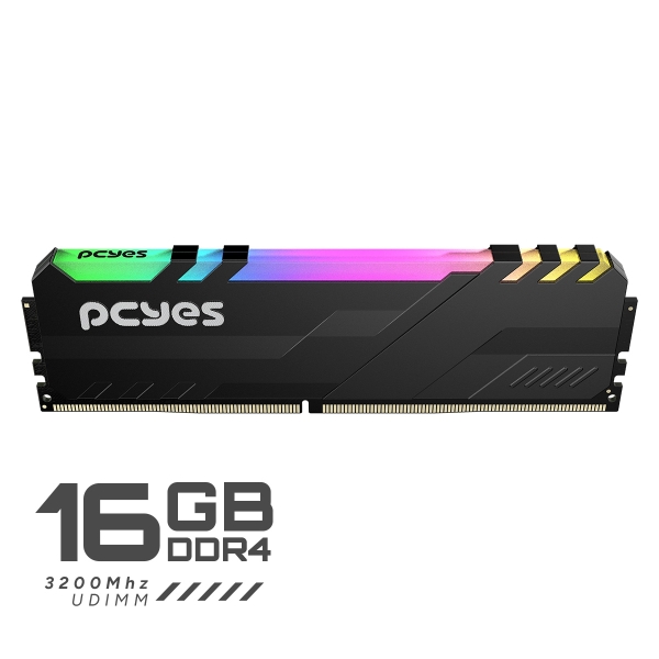 Memória Ram 16GB Pcyes DDR4 UDIMM, Black Vulcan, 3.200 Mhz, RGB - PM163200D4BR