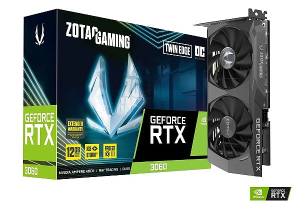 Placa de vídeo Zotac RTX3060, 12GB, GDDR6