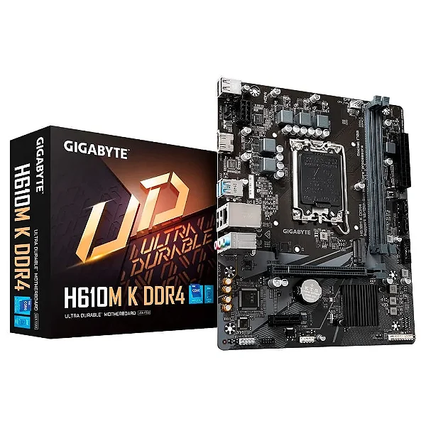 Placa Mãe Gigabyte H610M K DDR4, Intel LGA 1700, Micro ATX, DDR4, HDMI, M.2 - 9MH610MK-00-20