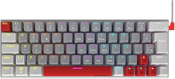 Teclado Mecanico 60% Pcyes Kuromori, White Ghost, Switch Red, Led Rainbow - PTKMWG60RD