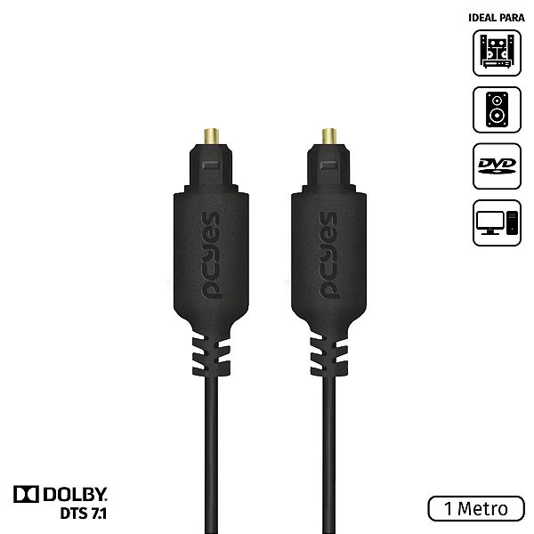 Cabo Óptico Toslink Macho, 1m (POD-1)