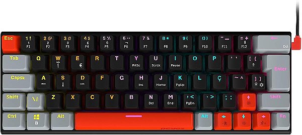 Teclado Mecânico 60% Pcyes Kuromori, Switch Blue, Rainbow (PTKM60BL)