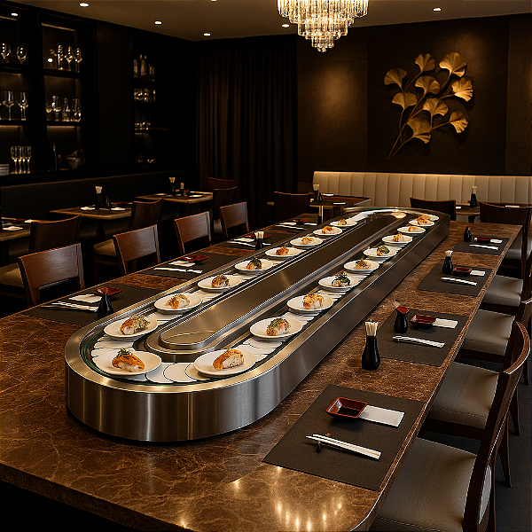 Esteira Transportadora de Sushi Inox 4m – Restaurante Japonês Kaiten