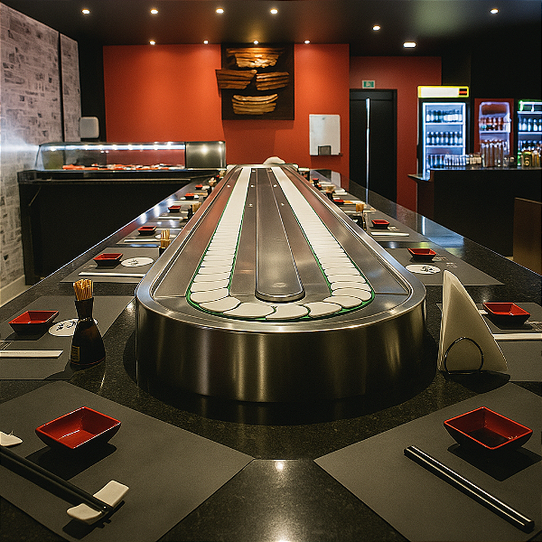 Esteira Transportadora de Sushi em Inox – 6 Metros | Modelo Kaiten Profissional para Restaurantes