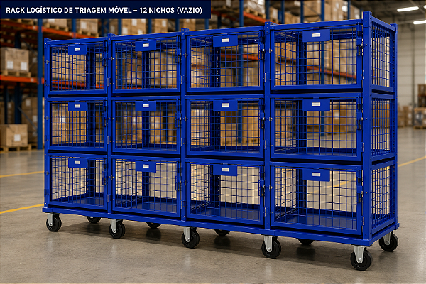Rack Logístico para Triagem de Encomendas – 12 Nichos