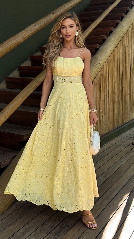 Vestido de Laise Amarelo Manteiga Butter Amarelo