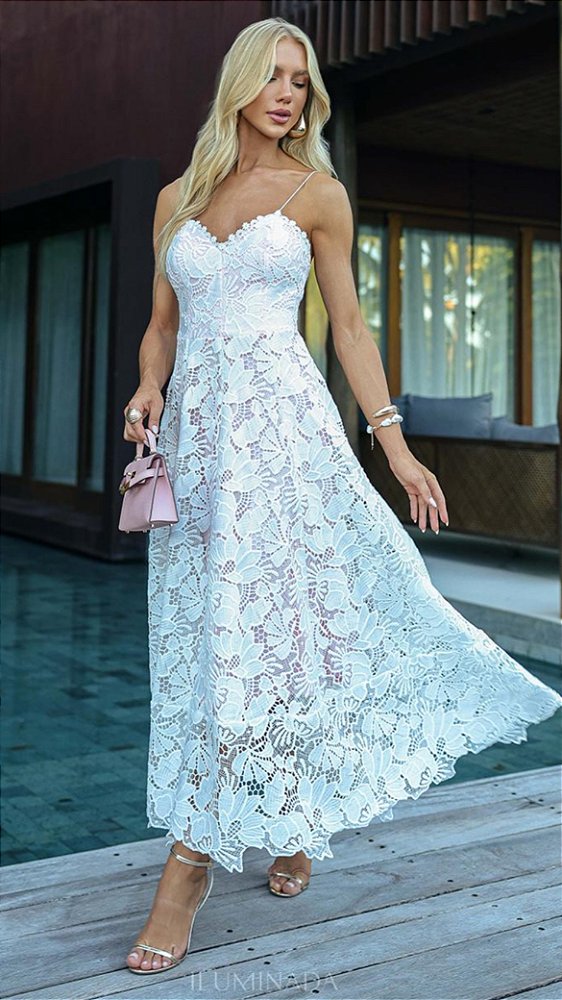 Vestido de Renda Guipir Off-White Celebration Off-White