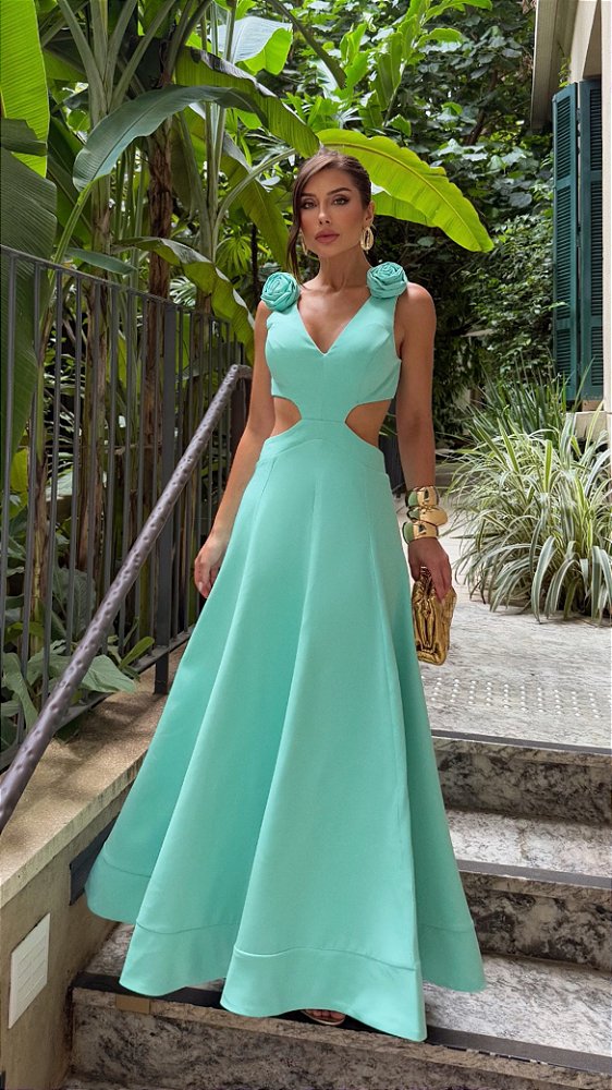 Vestido Longo Verde Água