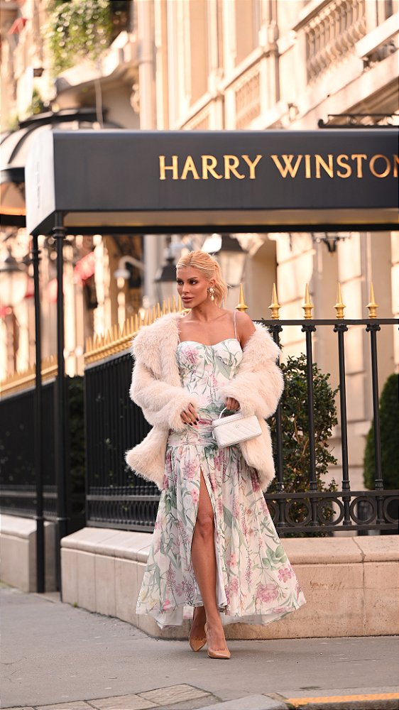 Vestido Midi Floral em Tule by Nicole Rocha