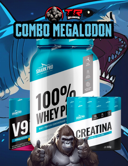 Combo Megalodon (Whey+Creatina+V9Pump) Shark Pro