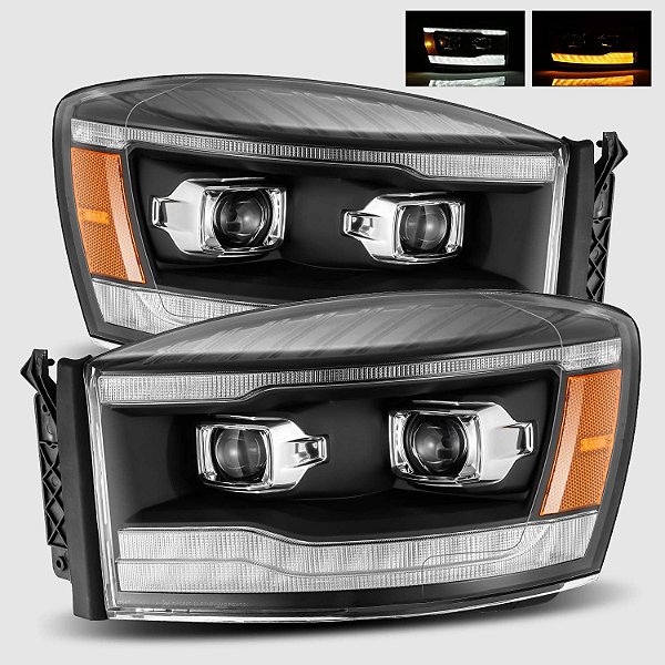 Farol Black Drl Dodge Ram 2500 5.9 2006 A 2009 Alpharex