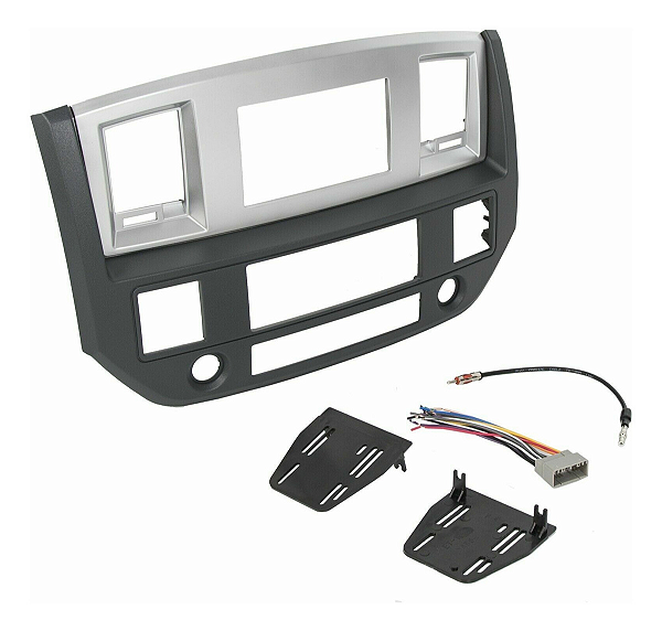 Kit Moldura De Painel 2 Din Dodge Ram 2500 2006 A 2009 Cor Prateado