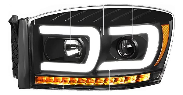 Par De Farol Black Drl Dodge Ram 2500 59 2006 A 2009