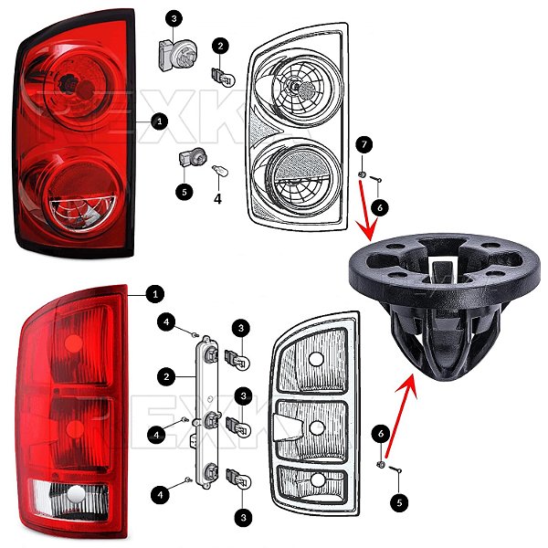 Kit Trava De Lanterna Traseira Dodge Ram 2500 5.9  2004 A 2009 4 Unidades