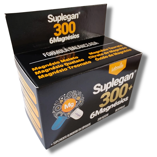 Suplegan 300 - Suplemento Alimentar com 6 tipos de Magnésio 90 cápsulas