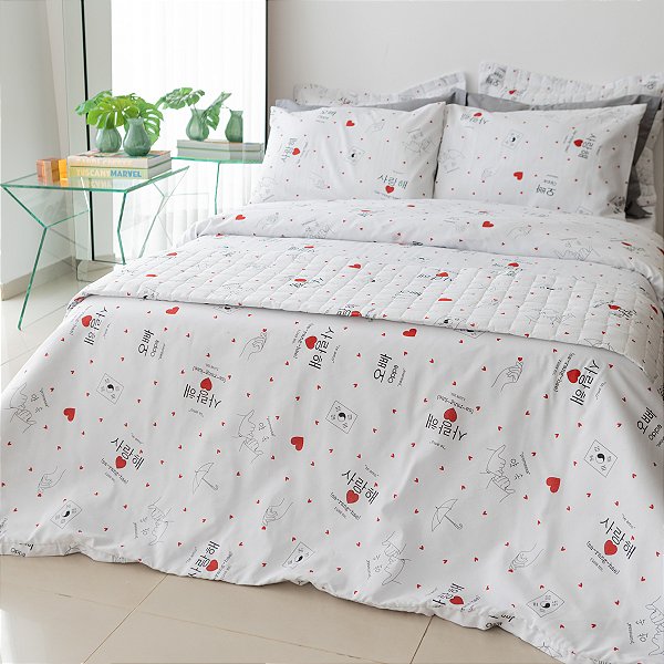 Kit Cobre Leito Estampado Casal padrão 3 Peças Dorameira