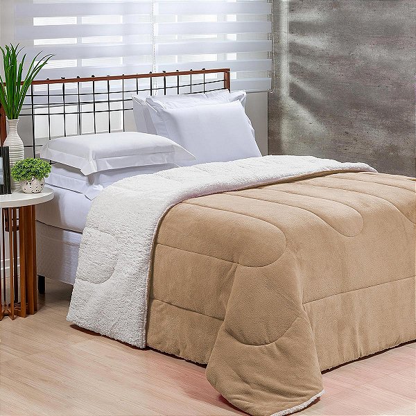 Coberdrom Queen Fleece Com Sherpa Noruega Bege