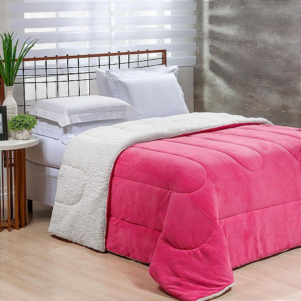 Coberdrom Queen Fleece Com Sherpa Noruega Pink