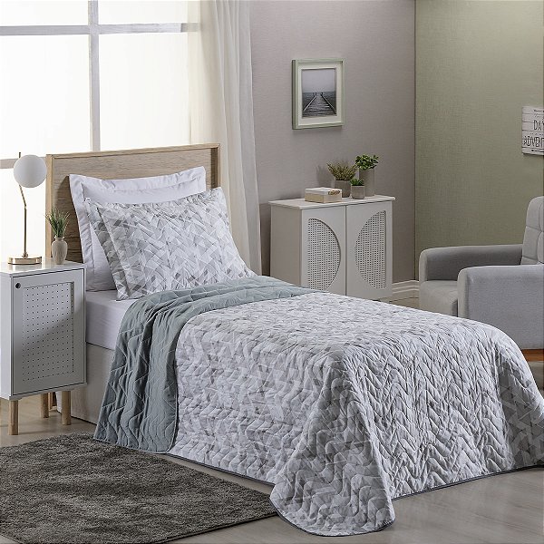 Cobre Leito 2 Peças SOLTEIRO Percal 200 Fios Colori  Alpini Grafite