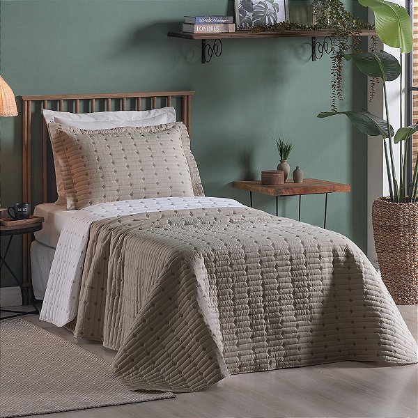 Cobre Leito 2 Peças SOLTEIRO Percal 200 Fios Decor Decor Avelã