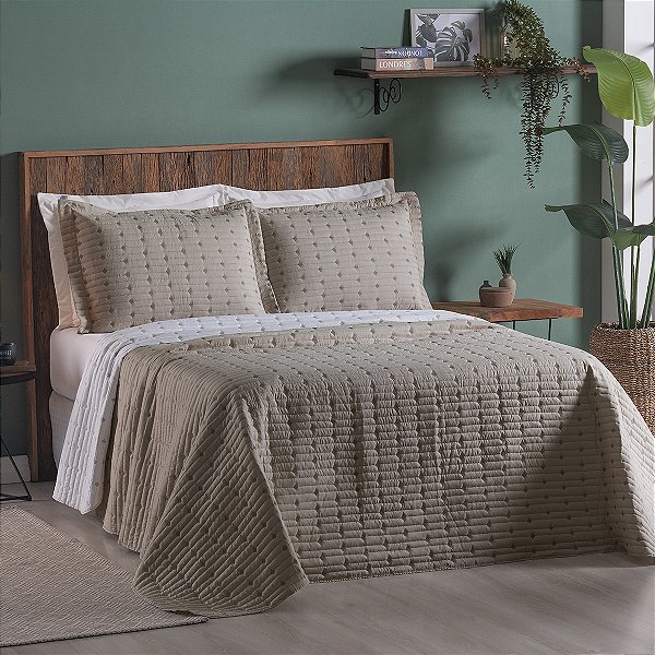 Cobre Leito 3 Peças CASAL Percal 200 Fios Decor Decor Avelã