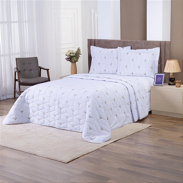Cobre Leito 3 Peças KING Percal 180 Fios Berlim Berlim Branco