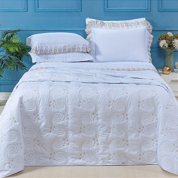 Cobre Leito 3 Peças QUEEN Percal 200 Fios Mistral Mistral Branco