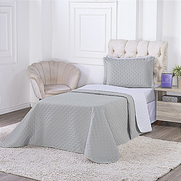 Cobre Leito Milao Solteiro 3 peças 400 fios Linho / Branco