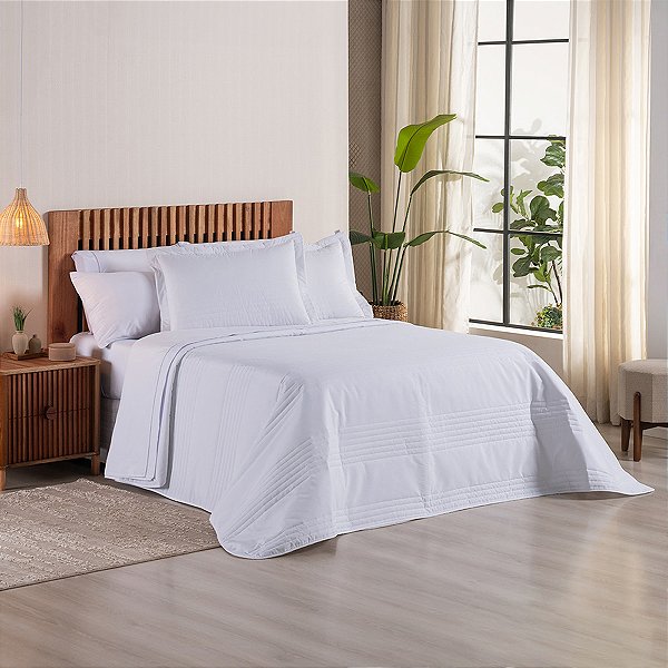 Cobre Leito Premier Casal 3 peças algodão Cor Branco