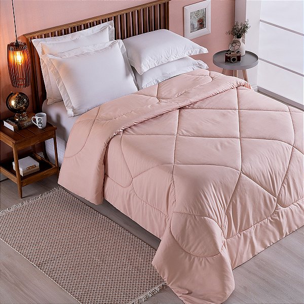 Edredom 1 Peça QUEEN Percal 200 Fios Unique Rosê