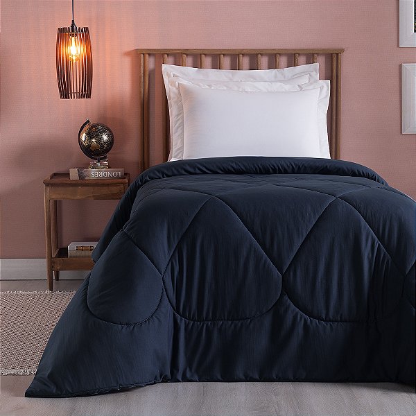 Edredom 1 Peça SOLTEIRO Percal 200 Fios Unique Azul Marinho