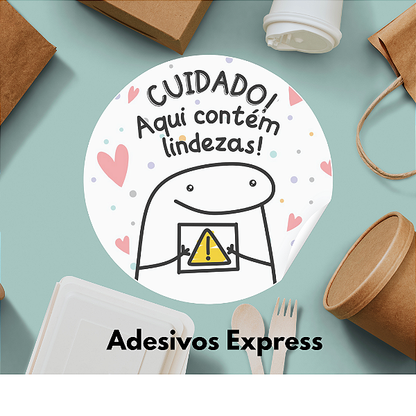 Adesivos cuidado aqui contém lindezas 1.000 unidades