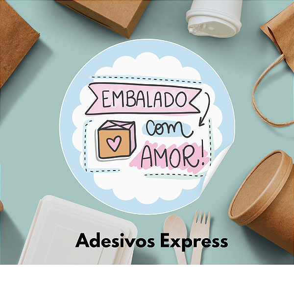 Adesivos embalado com amor 1.000 unidades