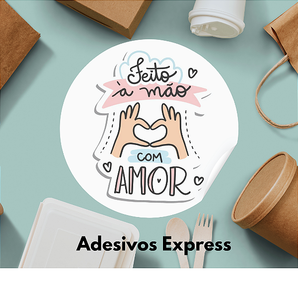 Adesivos feito a mão com amor 1.000 unidades