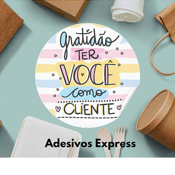 Adesivos gratidão ter você como cliente 1.000 unidades