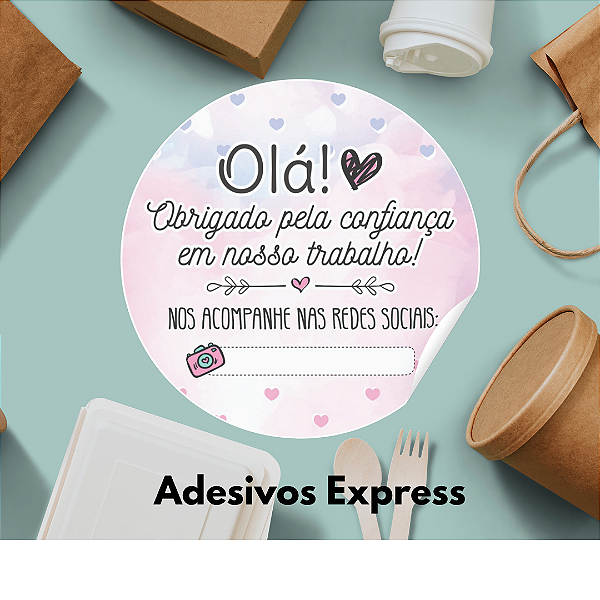 Adesivos olá obrigado pela confiança 1.000 unidades