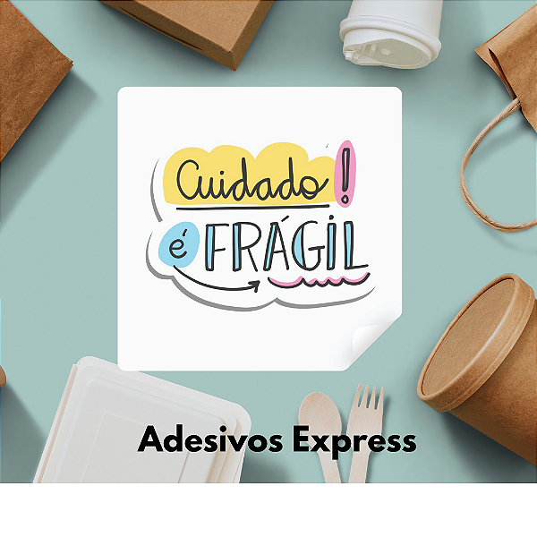 Adesivos cuidado é frágil quadrado 1.000 unidades