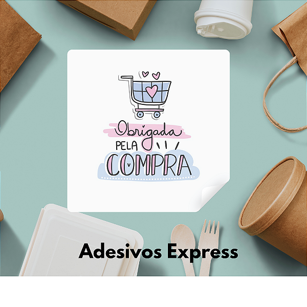 Adesivos obrigado pela compra quadrado 1.000 unidades