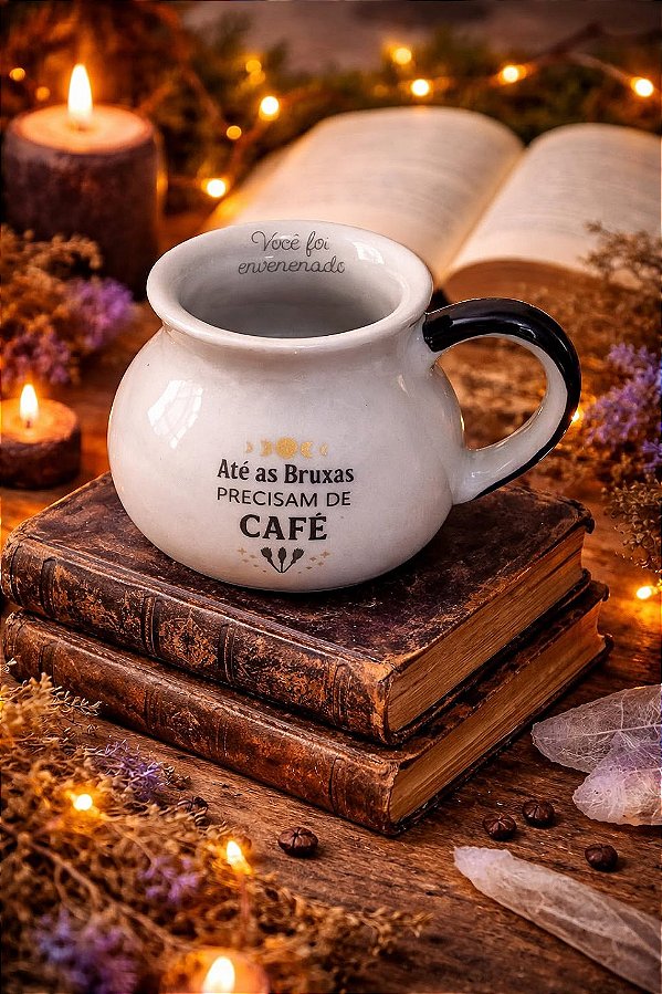 Caneca Caldeirão Bruxa Porcelana Café Criativa