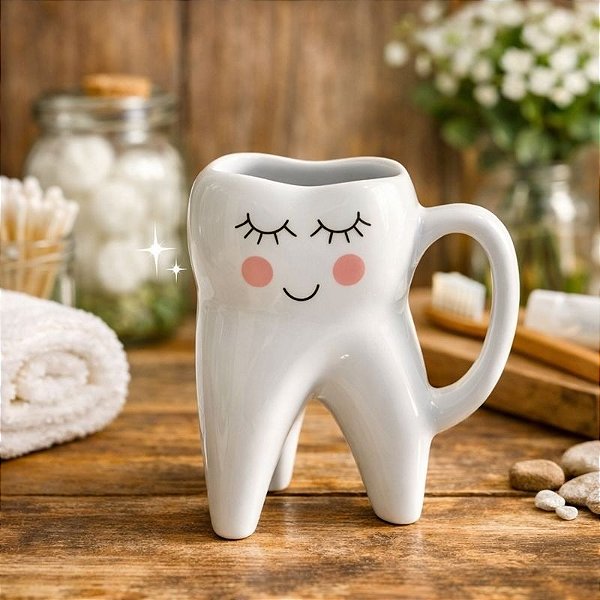 Caneca Molar Criativa em Porcelana 300ml