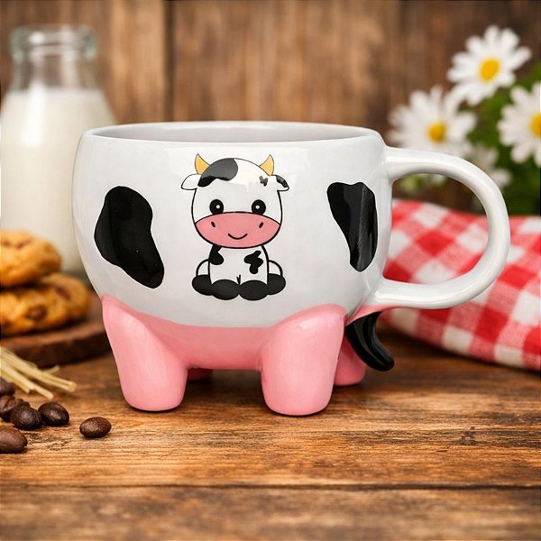 Caneca Vaquinha Moo Cerâmica 350 ml