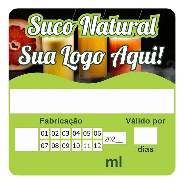 1000 Rótulo Suco Natural 4x4 Adesivo Logotipo Personalizado