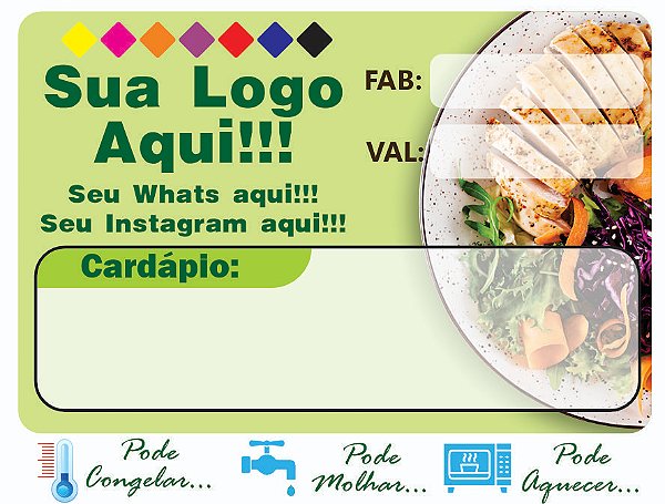 Adesivos Para Marmita Fit Comida Caseira Personalizada 6x4cm Personalizado
