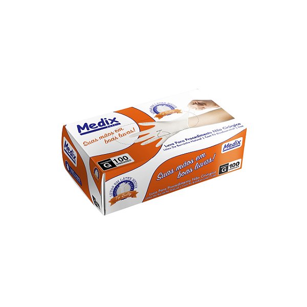 Luva Látex Procedimento Descartável com Talco Caixa c/100 Un. Medix CA 43596