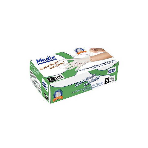 Luva Látex Procedimento Descartável s/Talco Caixa c/100 Un. Medix CA 44504