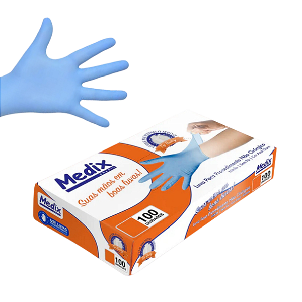 Luva Nitrilica Descartavel S/Amido Medix C/100 un. CA 48246 / 48412